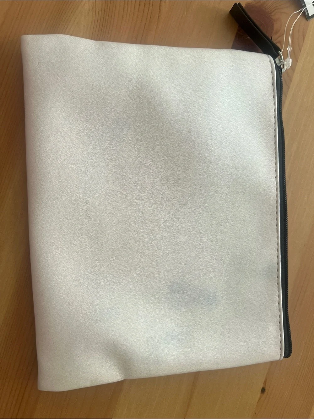 Macy's Off White Cosmetic Pouch with Pink Lip & Black Graphic